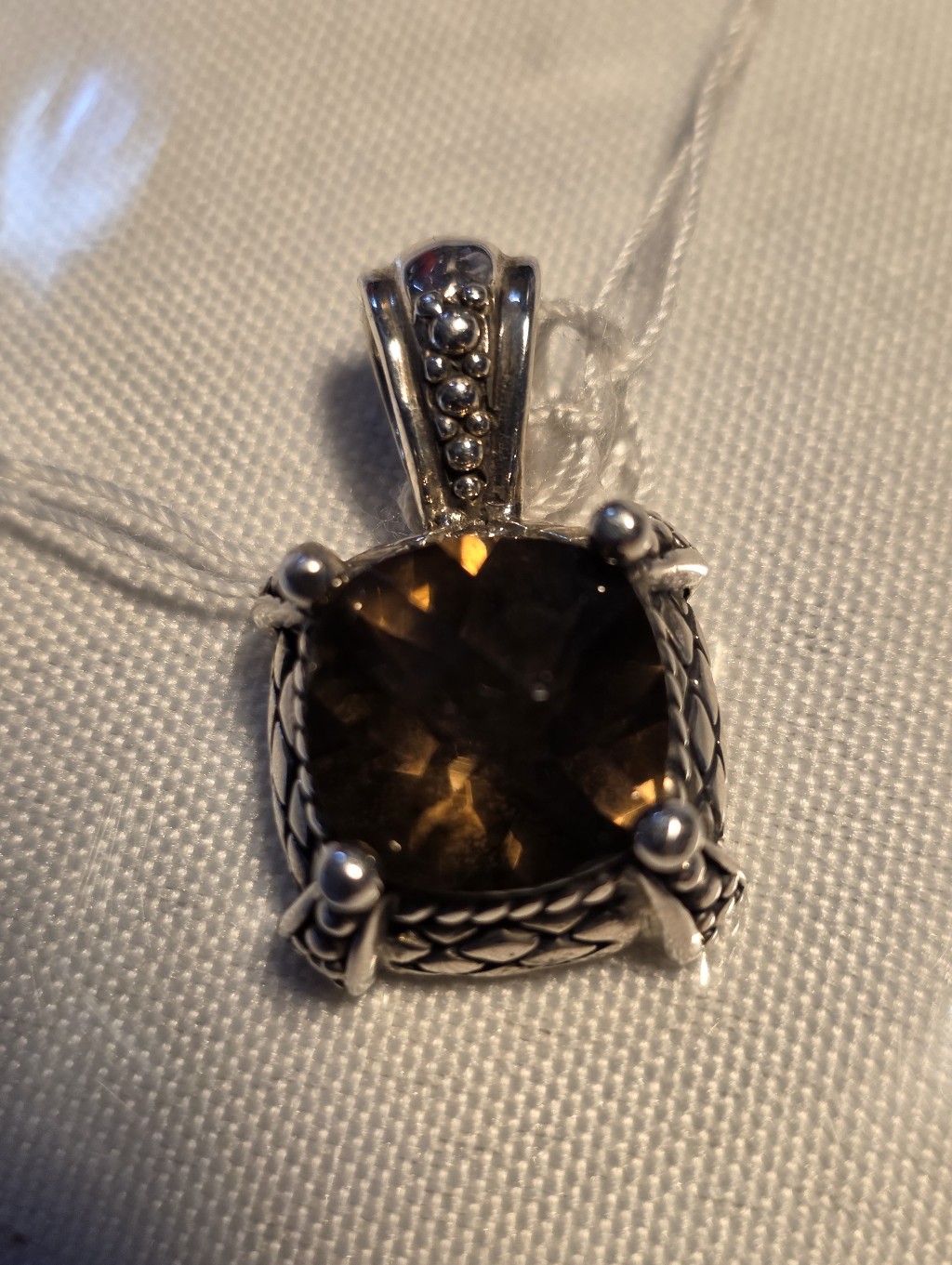 Sterling Silver Pendant With Smoky Quartz Brown Gemstone